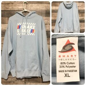 Will Ferrell Talladega Nights Shake & Bake Hoodie Men’s XL Light Blue Pullover